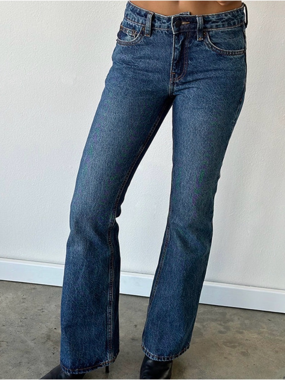 Motel Rocks Dark Blue Flare Jeans - Picture 2 of 2